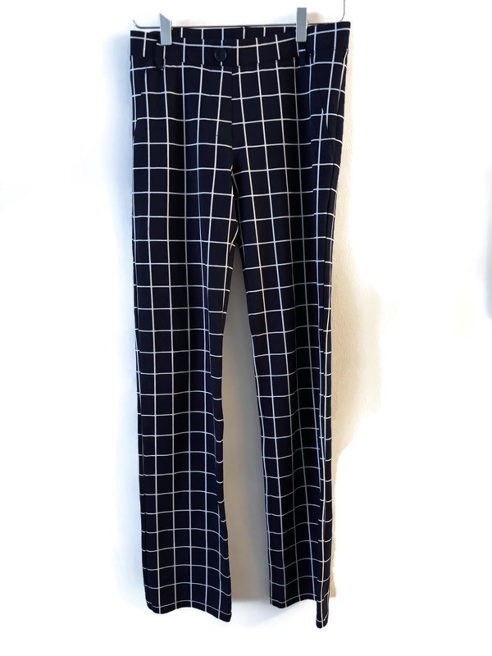 Betabrand Navy Blue and White Grid Pants Size Small